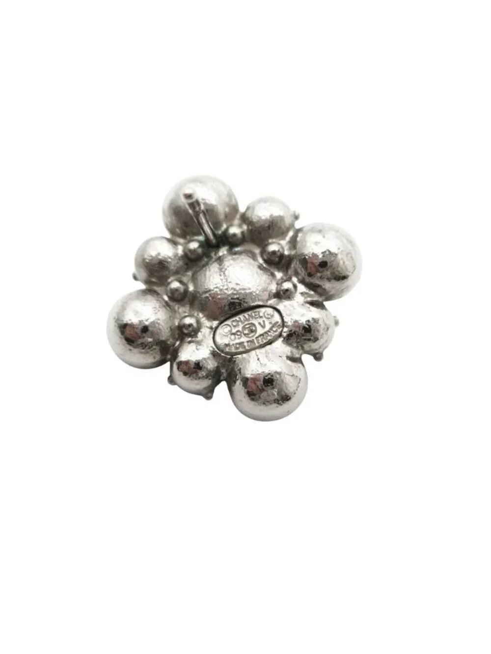 Chanel Earrings CC Logo Bijou Rhinestone Both Ears Silver